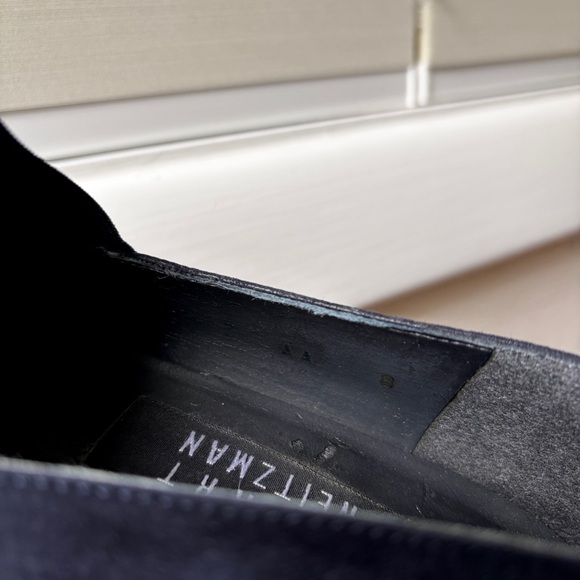 Stuart Weitzman dark navy blue suede heeld slip ons - Picture 7 of 16